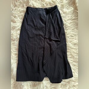 Ann Taylor Pinstripe Wrap Midi Skirt NWT Size 4 Navy Career Office Skirt